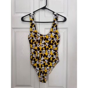 Disney Mickey‎ Mouse Bodysuit Yellow Graphic Print One Piece Size S